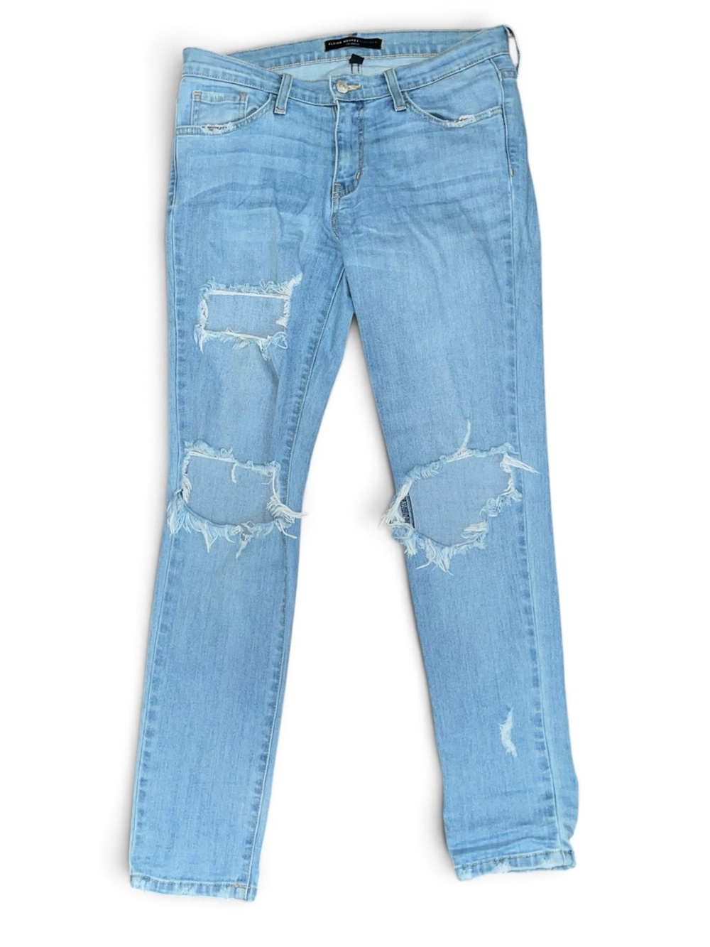 Flying Monkey Platinum Jeans Size 27 Light Wash Distressed Ripped Raw Hem